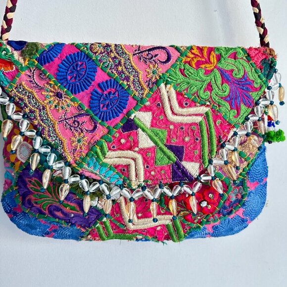 Embroidered Colourful Beaded Crossbody Bag - Picture 3 of 5